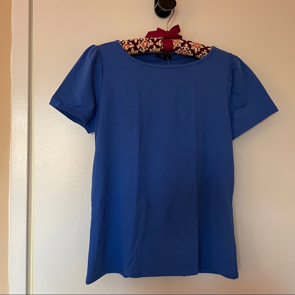 NWT Ann Taylor Capped Sleeve Cobalt Tee
